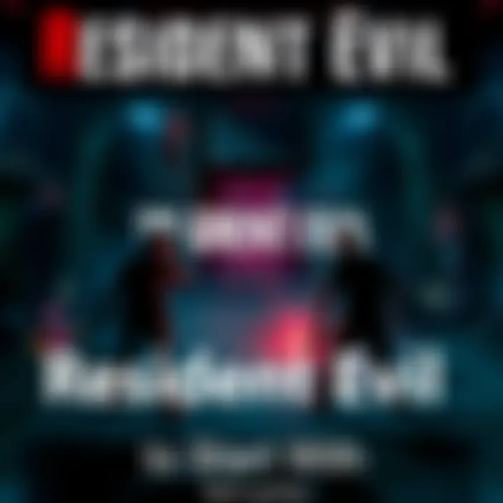 A dramatic scene featuring iconic Resident Evil characters in a dark, eerie environment, hinting at horror gameplay.