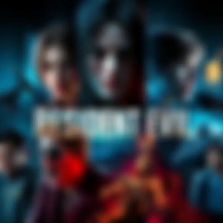 A collage of iconic Resident Evil characters and scenes showing suspense and action