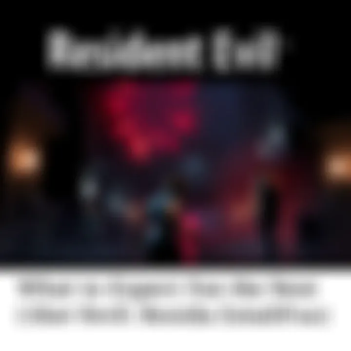 A teaser image showcasing a dark, eerie environment typical of the Resident Evil series, with hints of new characters and gameplay elements.