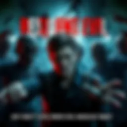 Resident Evil Movie Poster A scene from the first Resident Evil movie featuring zombies and the main character in a tense moment.