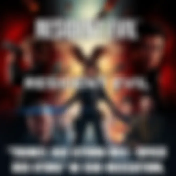 Promotional poster for Zach Cregger's Resident Evil featuring action scenes and characters