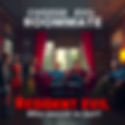 Various characters from the Resident Evil series in a living room setting, discussing who would be the best roommate.