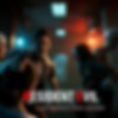 A tense moment featuring iconic characters from Resident Evil: Veronica facing a zombie threat in a dark environment.
