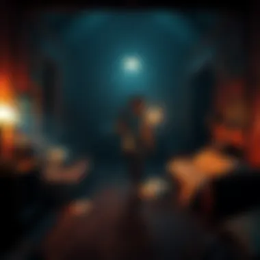 A player explores a dimly lit room in Resident Evil Village, with various resources scattered around, showcasing an easy gameplay experience.