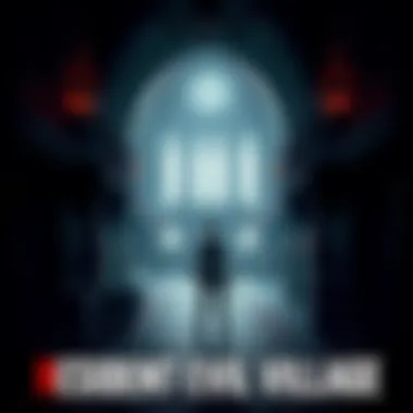 A character from Resident Evil Village exploring a dark and eerie environment filled with gothic architecture and supernatural elements.