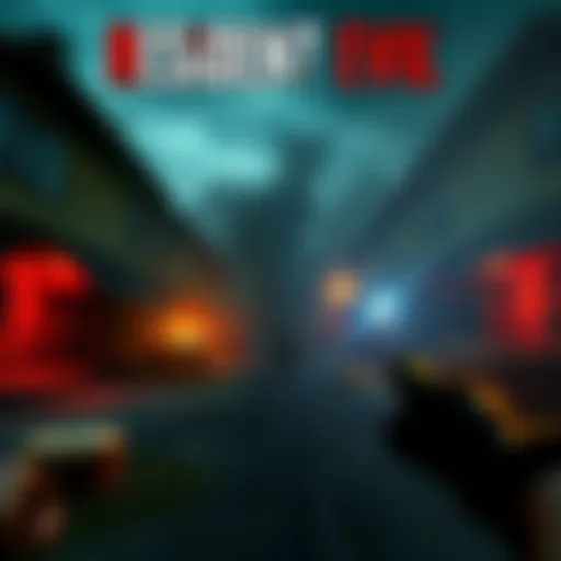 A player choosing between first and third-person views in Resident Evil Village, showing action scenes in both perspectives.