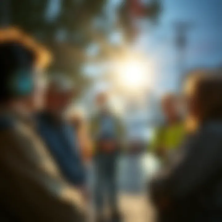 Community members discussing safety measures after a recent dangerous event