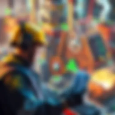 Resource Gathering in Gameplay A player evaluates Manufactories against other resource gathering methods in a virtual setting.