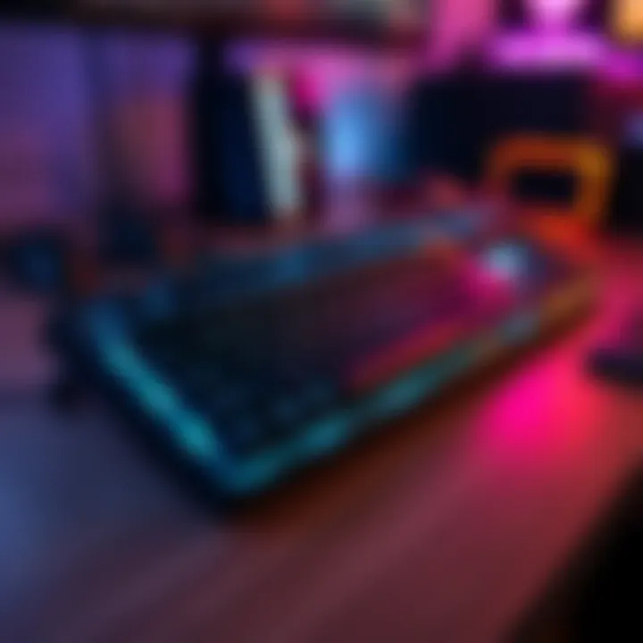 A cleaned and restored Logitech G15 keyboard sitting on a desk, showcasing its bright keys and pristine condition after a thorough cleaning process.