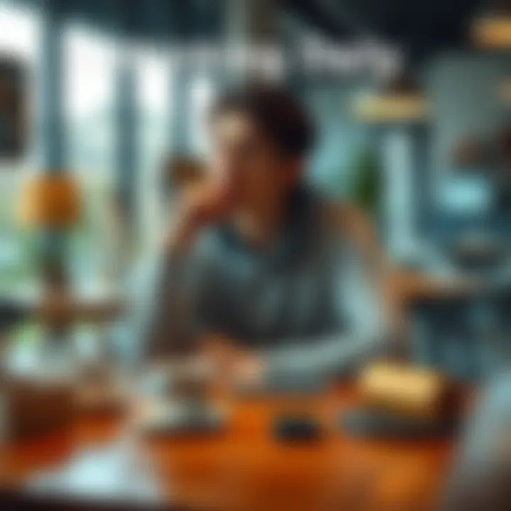 Rethinking Daily Life Challenges A person sitting at a table with a thoughtful expression, surrounded by everyday objects like a coffee cup, notebook, and phone, symbolizing reflection on daily issues.