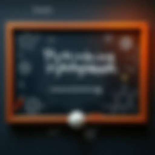 An image showing a chalkboard with geometric shapes and Pythagorean theorem written on it, alongside modern mathematical symbols, reflecting a blend of traditional and contemporary math ideas.