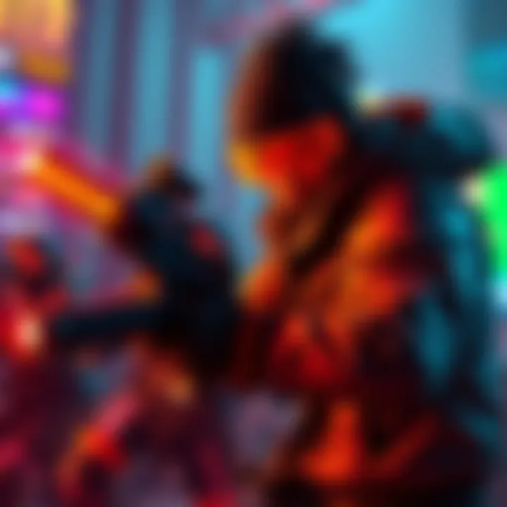 A skilled player using the Retro Lancer in a gaming environment, showcasing its unique design and features.