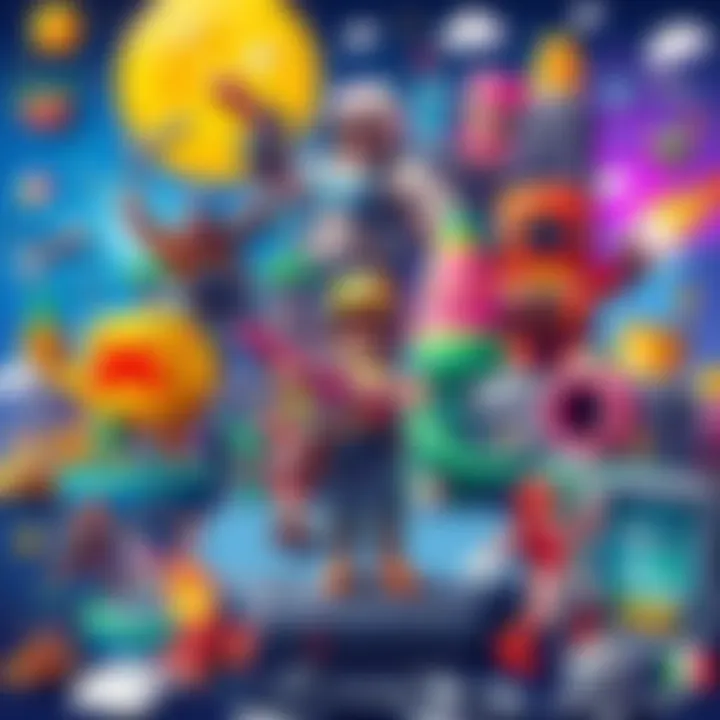 A vibrant collage of nostalgic browser game characters and scenes, showcasing adventure and action