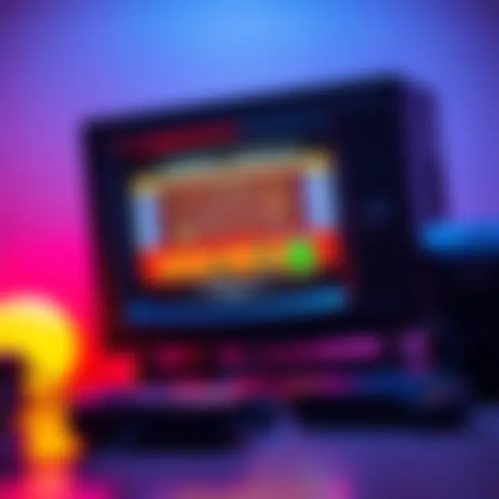 Retro CRT Setup for Gaming A CRT television turned on its side, displaying a classic retro game, with a gaming console connected, creating a nostalgic gaming atmosphere.