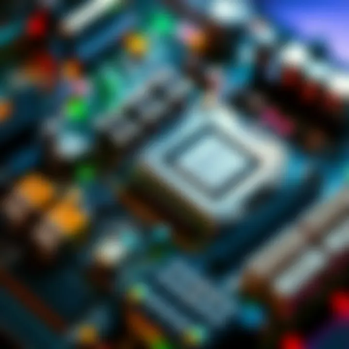 A retro motherboard supporting LGA 775 CPUs, showcasing connections for AGP, PCIe, SATA, and DDR RAM.