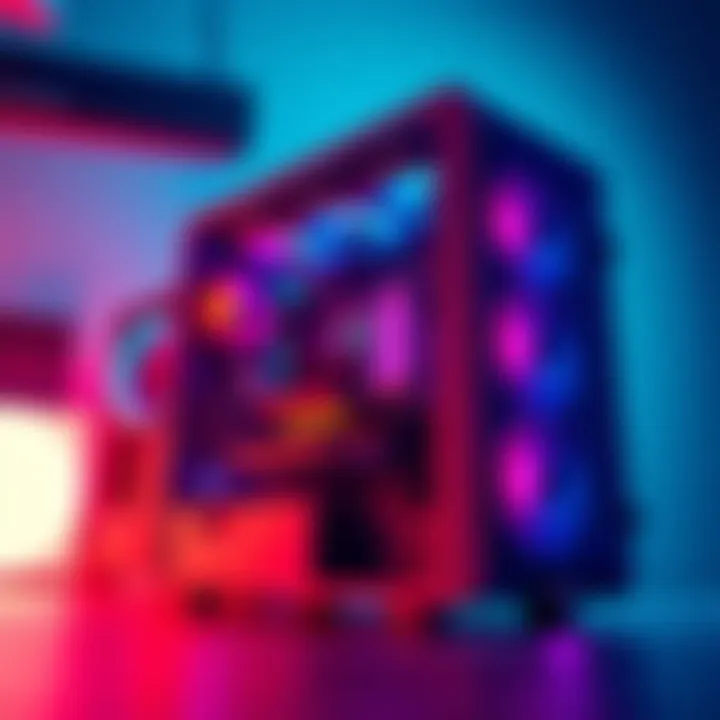 A nostalgic view of a colorful PC case designed in the early 2000s, showcasing its unique features and style.