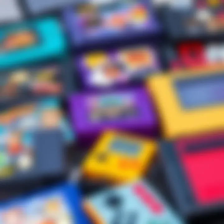 A collection of classic video game cartridges and consoles, showcasing their vibrant designs and textures, emphasizing nostalgia and creativity in gaming.