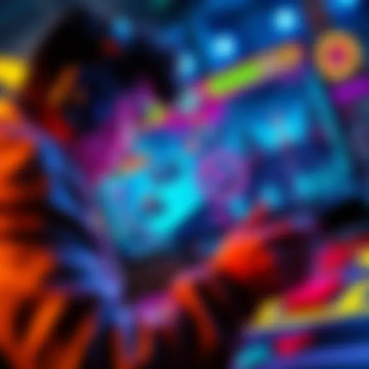 Retrocycles Gameplay A player intensely focused on a Retrocycles match, showcasing strategic moves on a colorful gaming interface with unique mechanics.