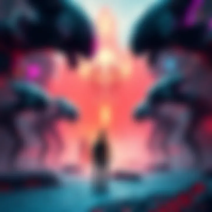 A player character in Returnal facing alien creatures in a vibrant, surreal environment.
