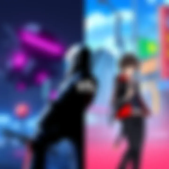 A split-screen showing gameplay from SIB Returnal on one side with its dark sci-fi setting, and Persona 5 Reload on the other side showcasing vibrant anime-style characters in an urban environment.