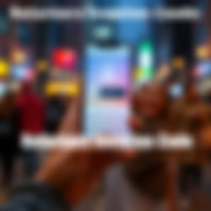 A person holding a smartphone displaying the Returners invitation code on the screen, smiling and excited about the exclusive perks it offers.