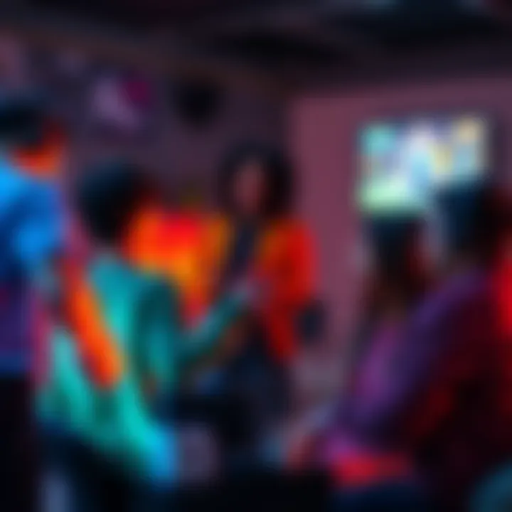 Returning to the Game A group of gamers discussing and playing a classic game together, reminiscing about past experiences.