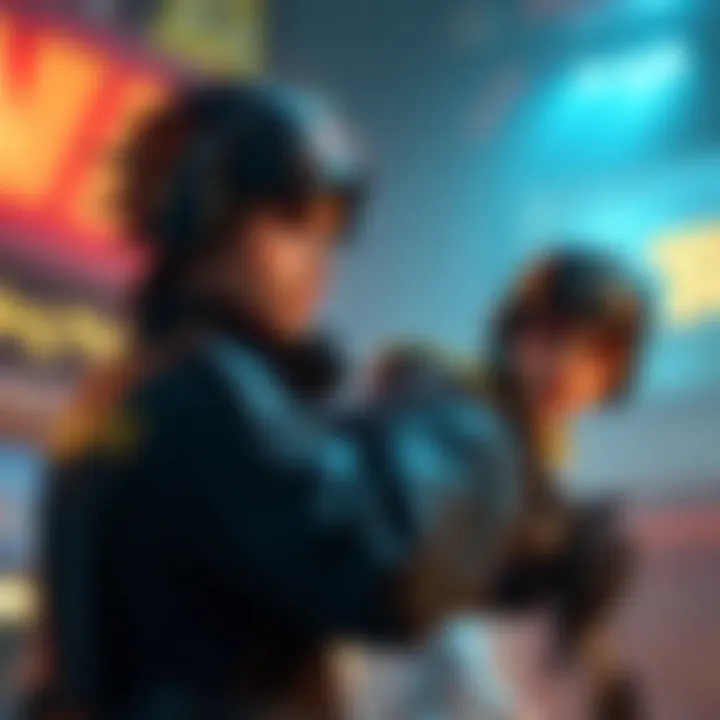 A character lifting a teammate in a game with a focused expression, showing a realistic revive animation