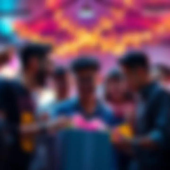 A group of people discussing and eagerly anticipating the release of a reward box, filled with gifts and surprises.