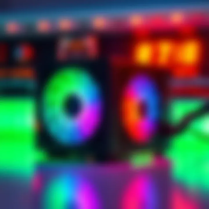 A power supply unit illuminated with colorful RGB lights, showcasing a blend of aesthetics and functionality.