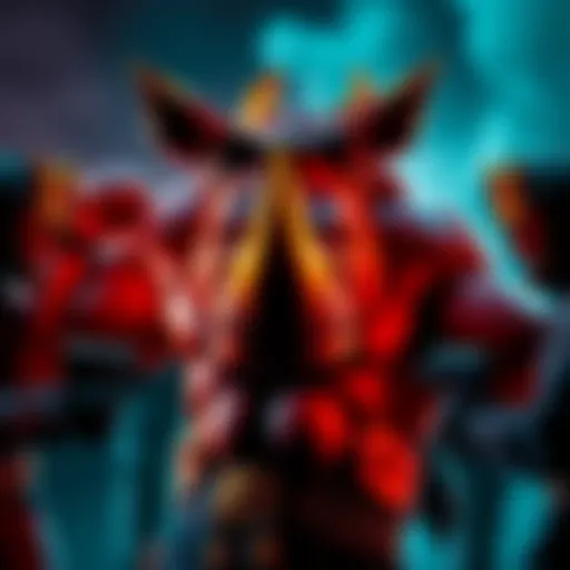 Rhino character showcasing his Heirloom skin with players discussing its muscle buff requirements.