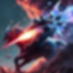 Rider in Action A rider striking down a monster, showcasing high damage and strategy with vibrant elemental effects around them.