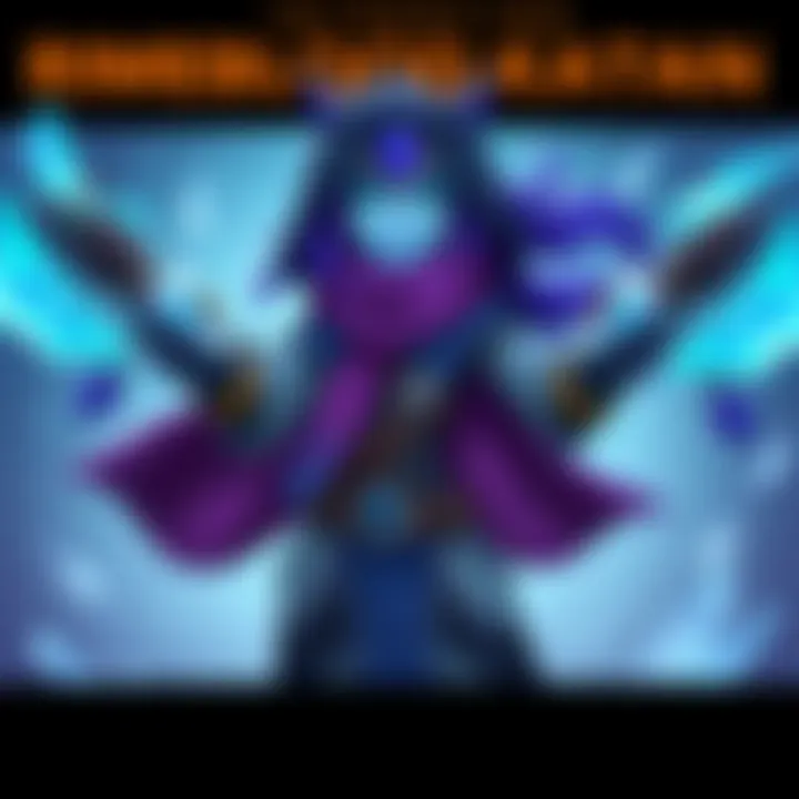 An illustration of Rimeblood Katara, a new Mage minion with icy blue features and a powerful stance, ready to cast spells for Freeze Mage decks.