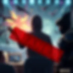 A graphic showing banned accounts for cheating in VALORANT and League of Legends, featuring the Riot Games logo and visuals of the games