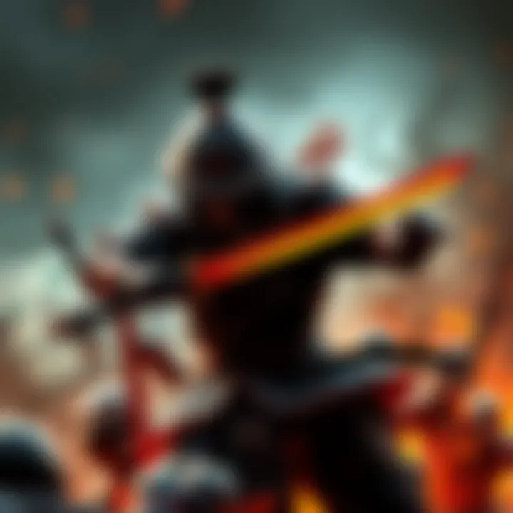 Character in Rise of Ronin A warrior from Rise of Ronin battling enemies with a sword, showcasing intense action and combat mechanics.