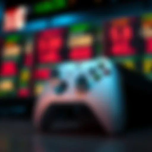 A close-up of an Xbox Series X console with price tags showing high prices in the background.