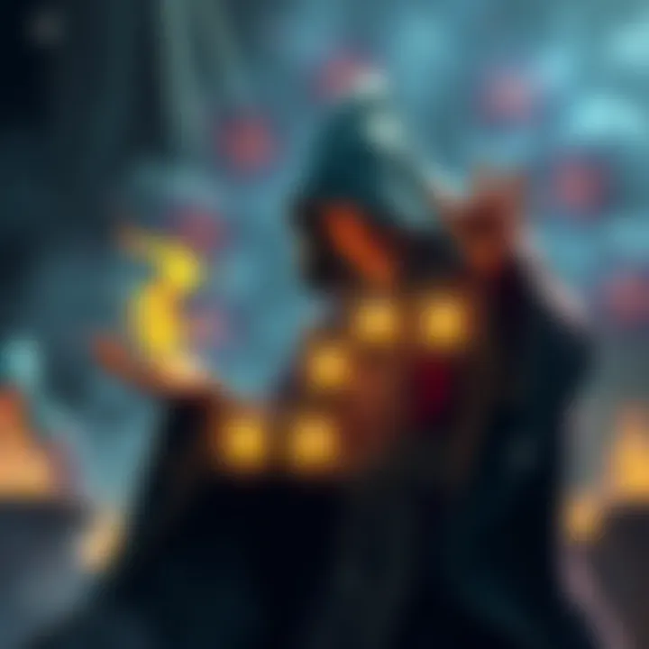 A wizard in robes performs a ritual, surrounded by spell components and glowing symbols, illustrating the concept of ritual casting rules in RPGs.