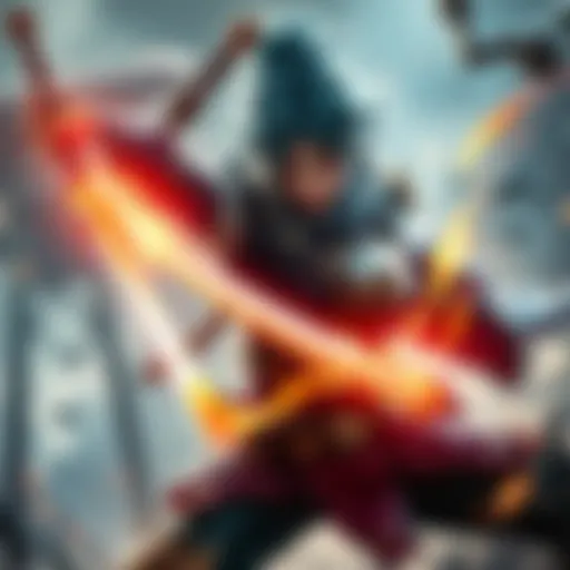 A dynamic depiction of Riven showcasing her fierce swordsmanship in a combat scene