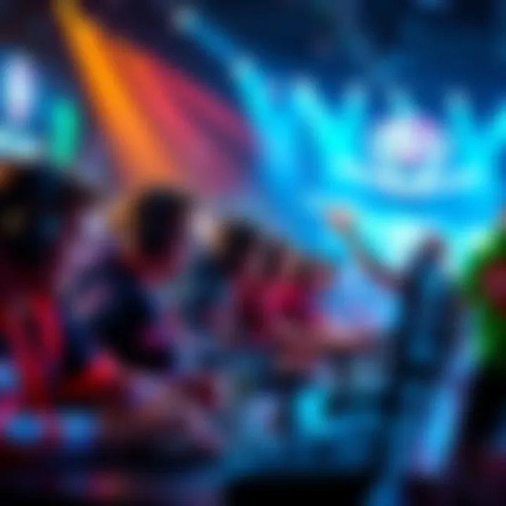 Graphic showing players competing in RLCS 1v1 and 2v2 events with excitement, featuring a vibrant gaming atmosphere and elements of the 3v3 format.
