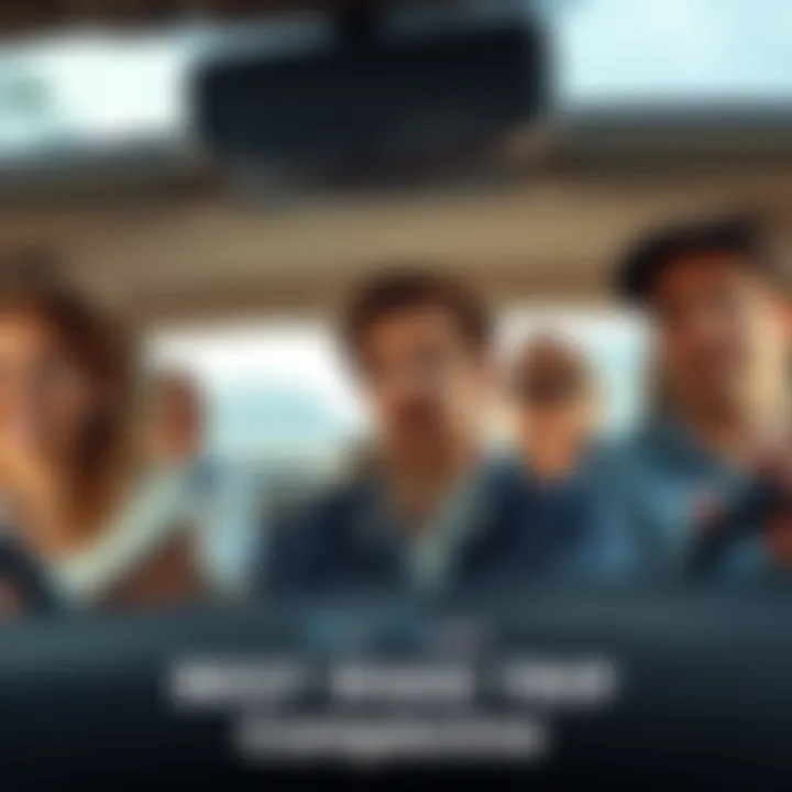 A car filled with passengers, one person looking annoyed while others enjoy the ride, highlighting their struggles during a road trip.
