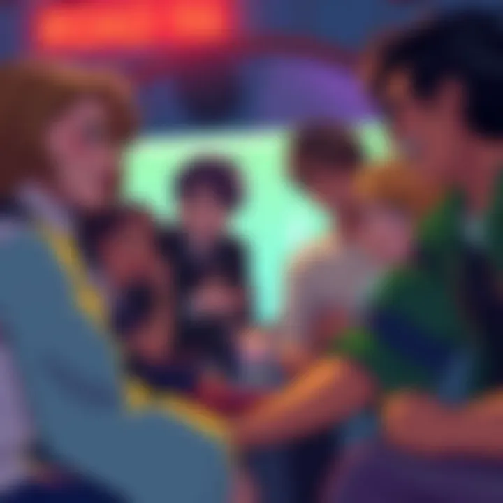 A scene showing diverse characters from Road 96 engaging in conversation, highlighting emotional connections and character diversity.