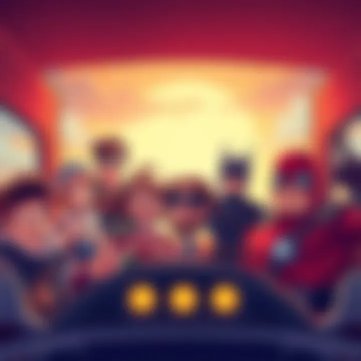 A colorful illustration featuring various beloved heroes ready for a road trip, showing excitement and adventure ahead