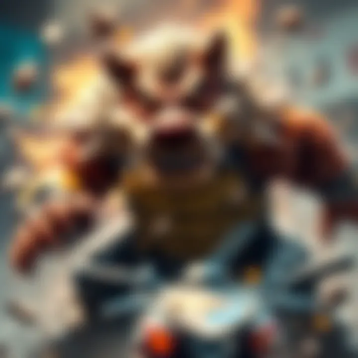 Game character Roadhog dominating in battle, showcasing his powerful ability to take out opponents with ease on the Asian server.