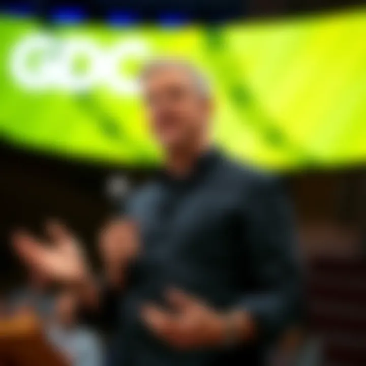 Rob Pardo speaking at the GDC keynote, emphasizing the importance of game teams over individual titles in the gaming industry.