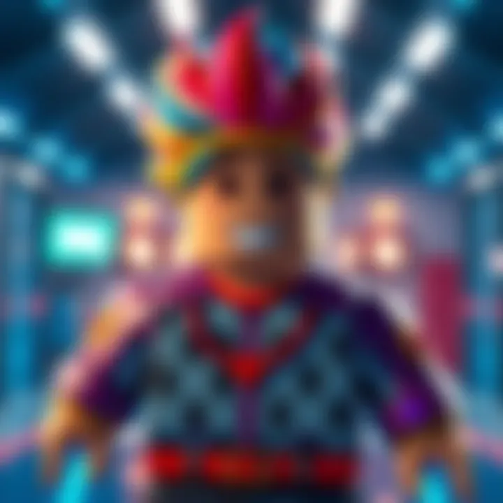 A colorful and creative Roblox avatar asking for feedback from the community