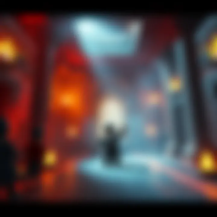 A Roblox GFX scene showing a character in a sacred temple setting with unique catalog items.