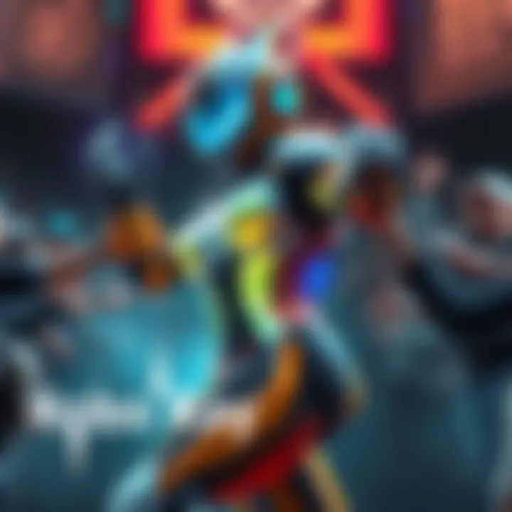 Robo Ray in a dynamic pose, showcasing her high-tech features and bright colors, surrounded by cheering fans.