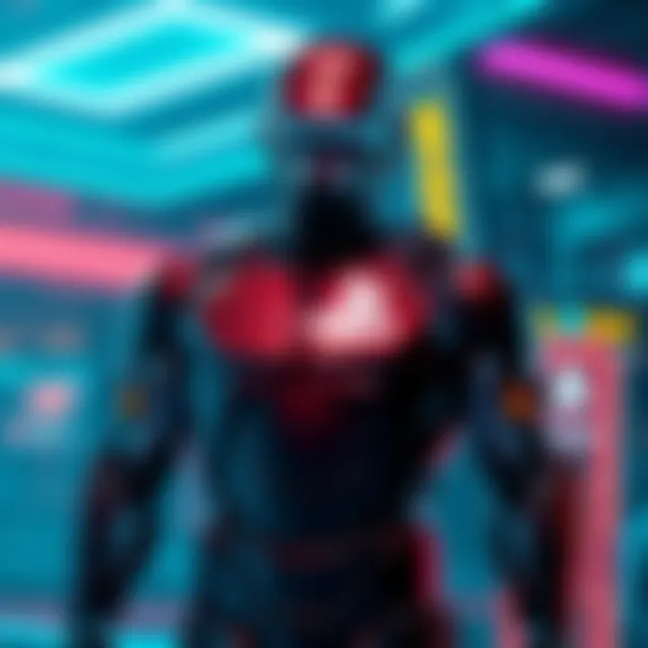 Robocop standing in a futuristic game environment, promoting player engagement in PS Plus Premium games