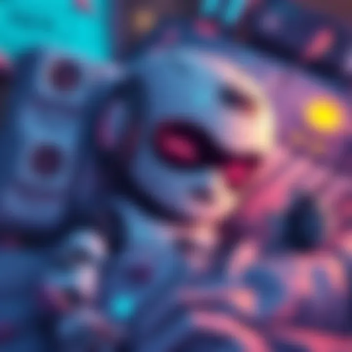 A whimsical illustration of a robot character asleep, surrounded by game elements and sleep darts, showcasing the quirky gameplay mechanics in video games.