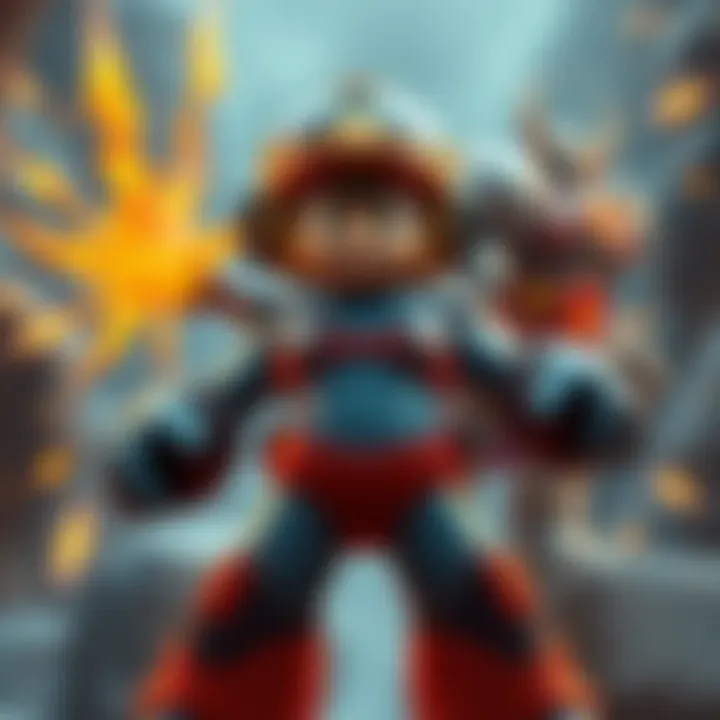 Rock Man ready for battle Rock Man stands with a determined look, showcasing his magical abilities on one side and physical strength on the other, symbolizing the balance changes being discussed.