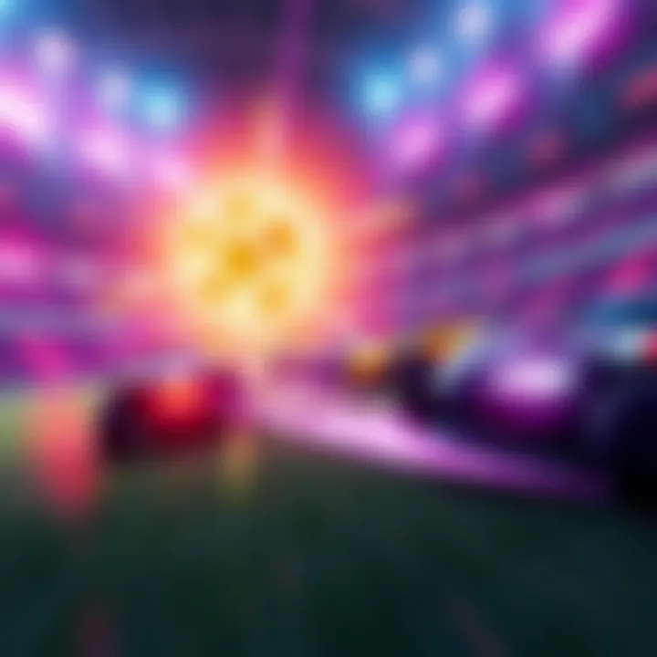 Rocket League 2 Gameplay Scene A vibrant Rocket League 2 scene showing high-speed cars playing soccer with a glowing ball in a stunning arena.